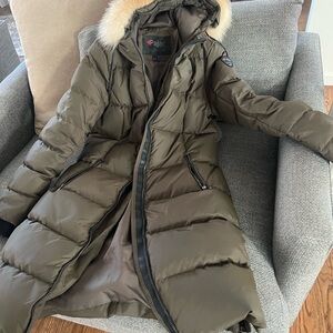Pajar Women's Khaki Puffer Coat with Fur Hood
